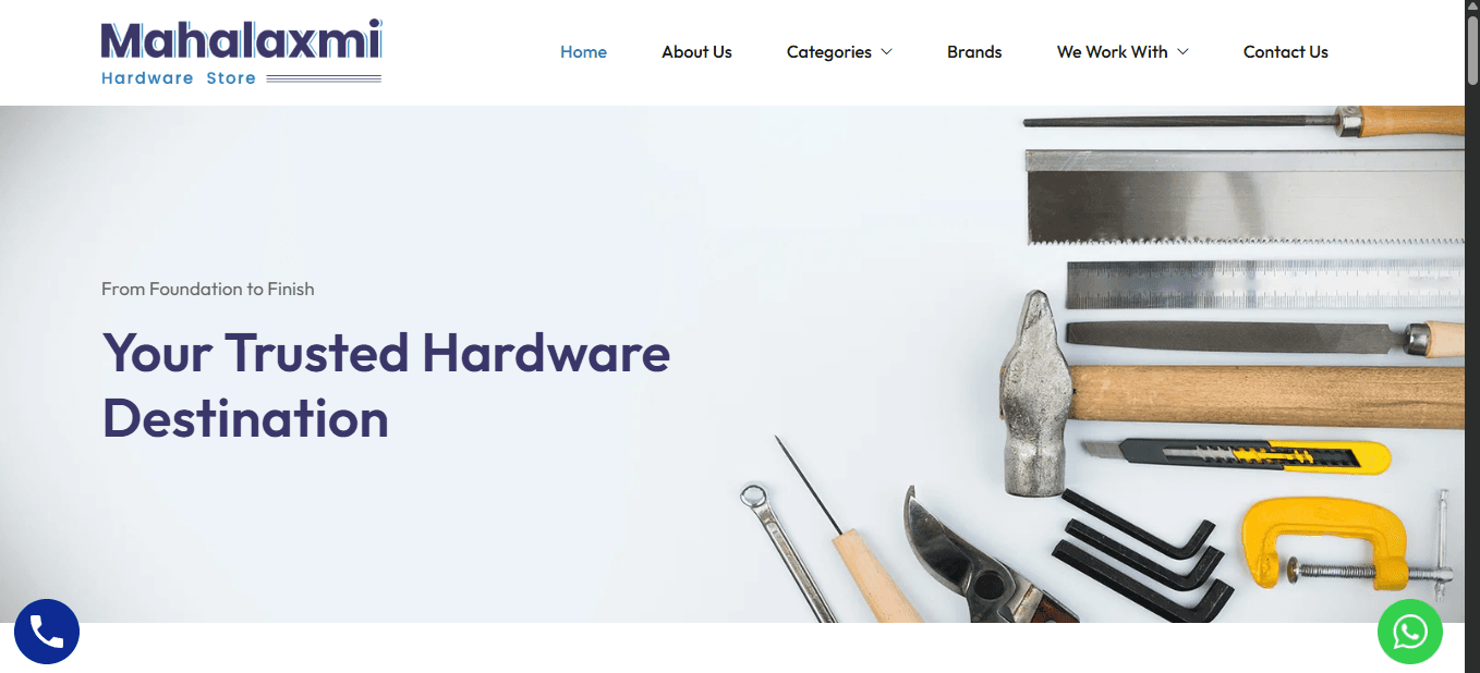 Mahalaxmi Hardware Store — Business Website developed by Metvanta